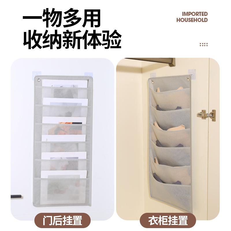 Door Hanging Organizer with Multiple Pockets, Large Capacity Storage Bag for Books Magazines Clothes Underwear, Dorm Home