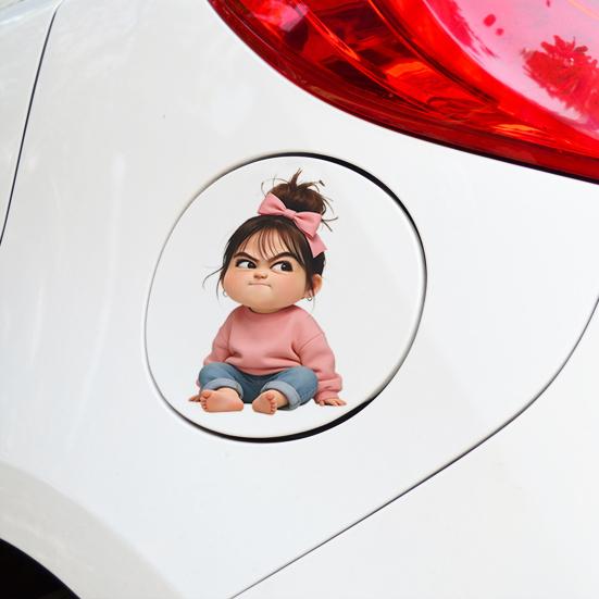 Yousheng Car Sticker, Waterproof Self-adhesive PVC No Trace Auto Decal, Realistic Girl Pattern Funny Sticker for Fuel Tank Caps Windows Luggage