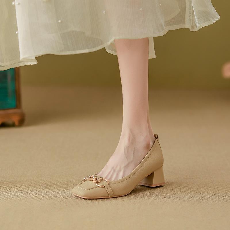 

Версия из овчины~ Модные туфли-лодочки с квадратным носком, женская мода, обувь для улицы на высоком каблуке, качество в стиле Чэнду, толстый каблук 39