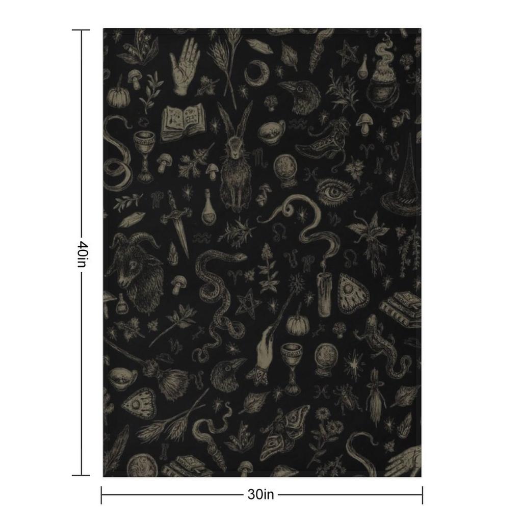 Just Witch Things (black and Beige) Throw Blanket Heavy To Sleep Warm for Winter Plush Bed Blankets