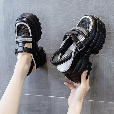 Sandalias populares de verano para mujer 2025 nuevas explosivas de tacón de cuña, zapatillas romanas muffin de suela gruesa con aumento de altura interior