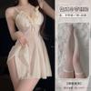 Domila Lace Milk Fishing Series Deep V Perspective Nightdress 6213 Erotic Underwear Sexy Naked Back Hip Pants F055