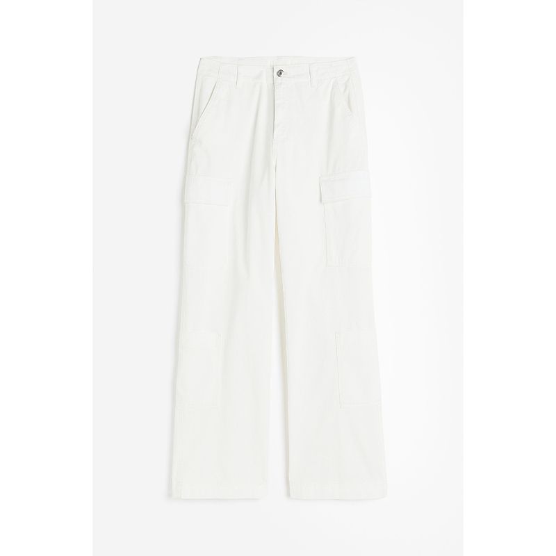 

HM Women s Pants Fall Fashion Minimalist Loose Long Straight Cargo Pants 1195329 White 170/84A