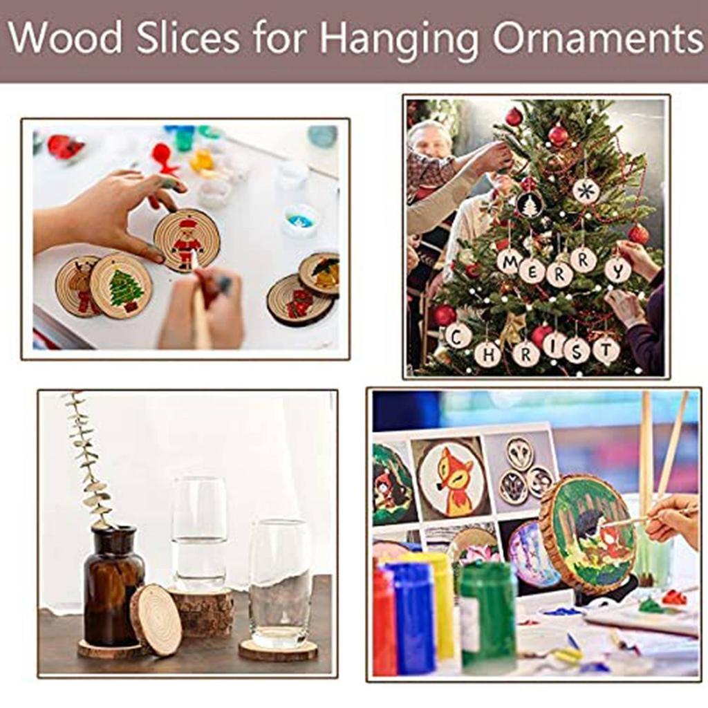 Good-Natural Wood Chips Unfinished DIY Handicraft Pre-Drilled Round Wooden Circle Art Country Wood Chip Decoration-A