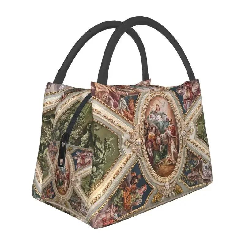 

Барокко Искусство Живопись Термоизолированные Сумки Для Обеда Женщины Многоразовый Обед Сумка Для Офиса Уличное Хранение Еды Коробка Для Еды 28x17x16CM серебряный