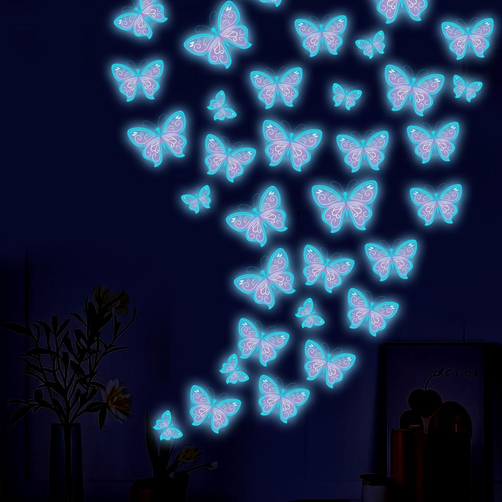 Glow-in-the-Dark Butterfly Wall Decals for Bedrooms, Living Rooms and Children's Rooms