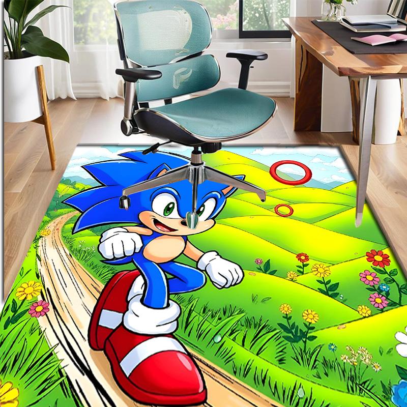 Sonic Pattern Rug, Indoor/Outdoor Mat, for Picnic, Gameroom, Bedroom, Office, Living Room, Home Decor Carpet, Birthday Gift