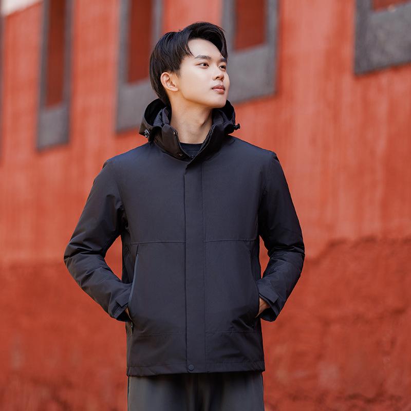 Unisex 3-in-1 Detachable Down Liner Windbreaker - Outdoor & Windproof for Autumn/Winter XL