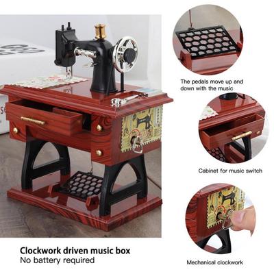 Nähmaschine Spieluhr Mini Vintage Retro Nähen Aufziehbare Spieluhr Geschenk Tisch Heimdekoration