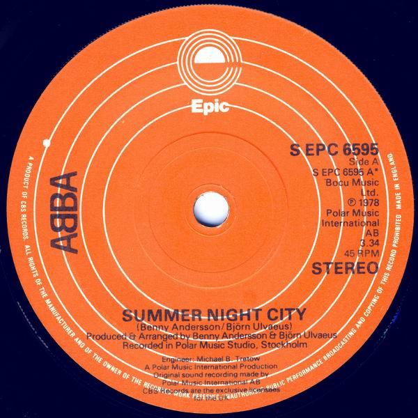 

7inch Record ABBA - Summer Night City SEPC6595 Epic 1978 UK Pop Used