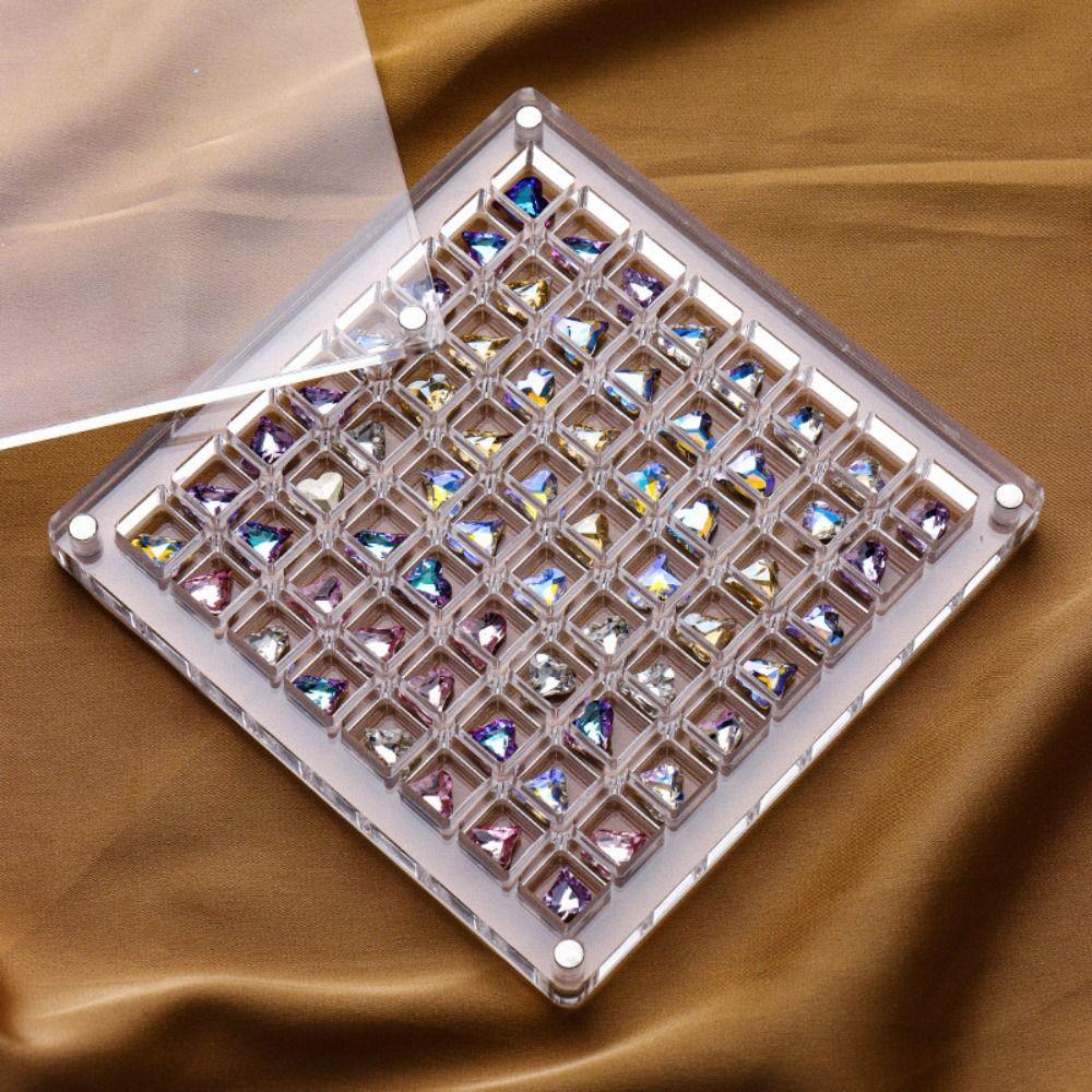 

Transparent Nail Drill Storage Box Acrylic Nail Art Display Case Jewelry Collection Box Rhinestone 36Grid