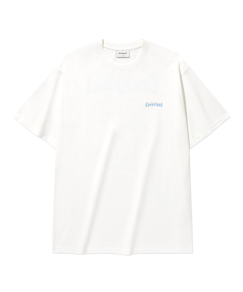 COVERNAT Cool Cotton Surfing Motion Graphic T-Shirt White