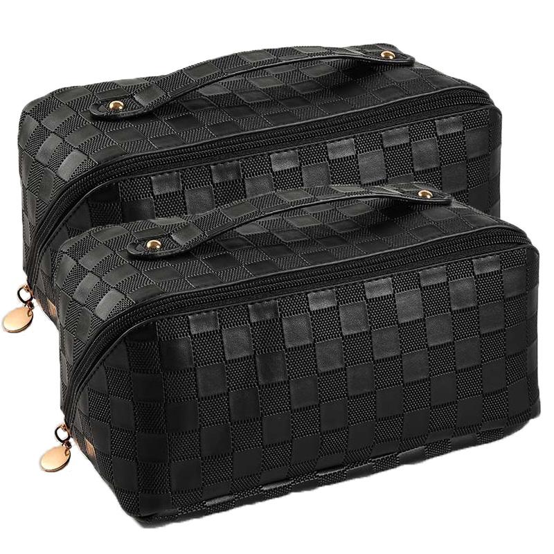 Large Capacity and Portable Designmultifunctional PU Leather Folding Travel Makeup and Toiletries Bag Large Capacity and Porta
