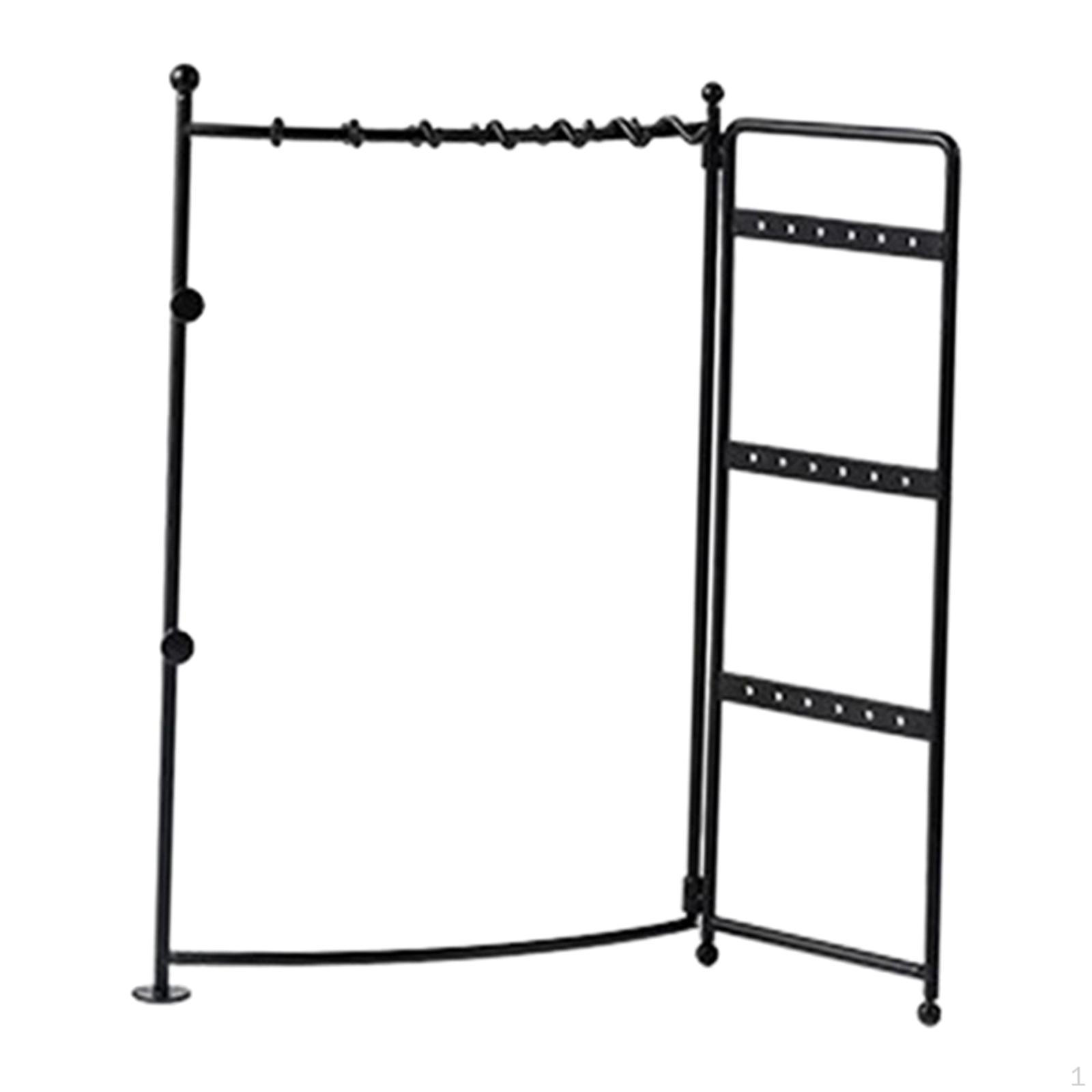 Foldable 2 Panel Jewelry Hanger Stand Ear Studs Storage Rack Multifunctional чёрный