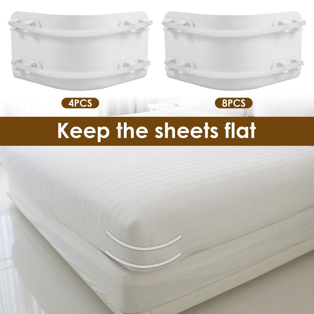 4/8Pcs Bed Sheet Holder Plastic Bed Corner Sheet Grippers Straps with Fitted Lock Straps Bedsheet Corner Fastener Non-slip Clips
