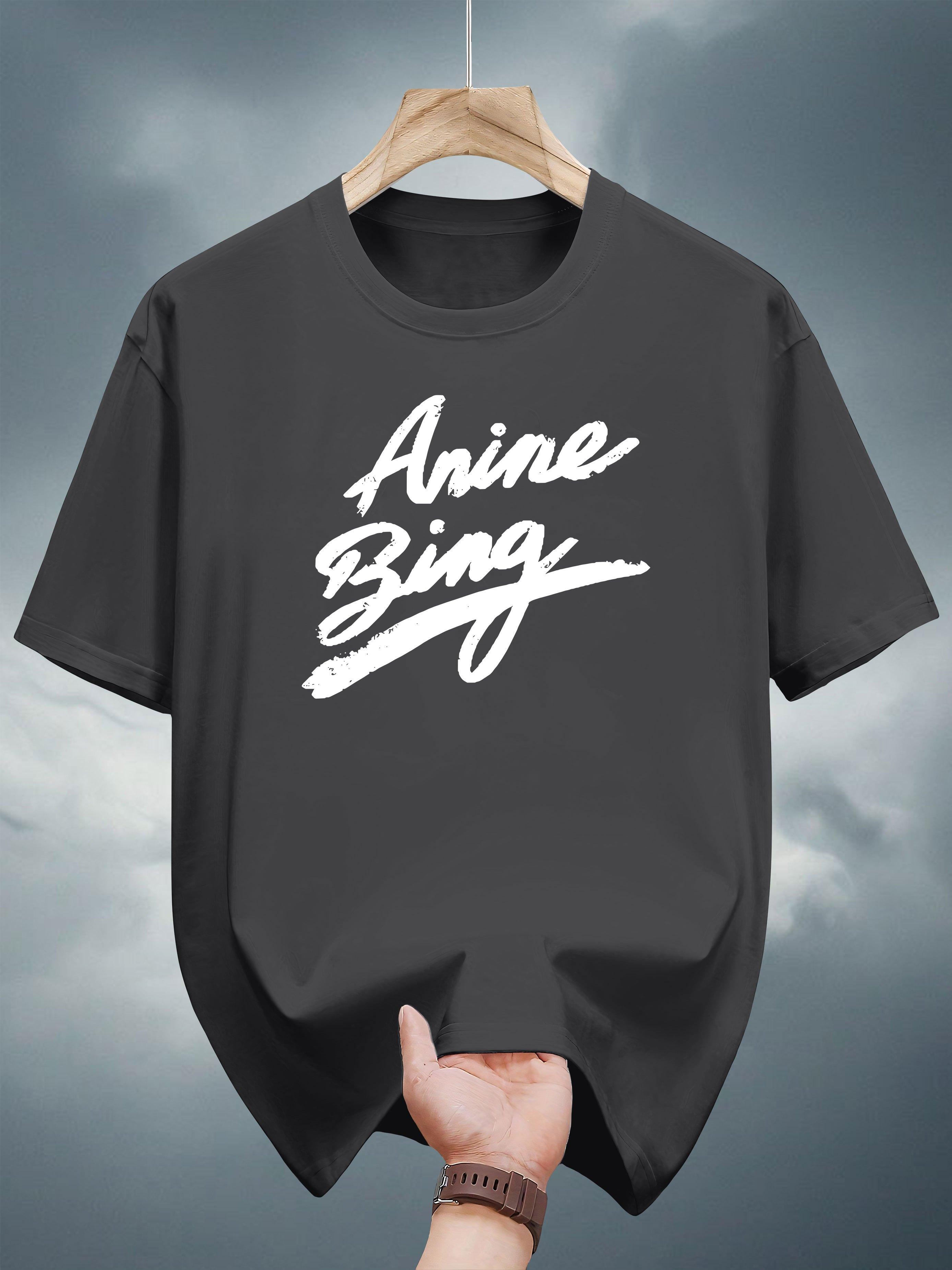Anime Binge Graphic Print T-shirt - Black with White Lettering XXL