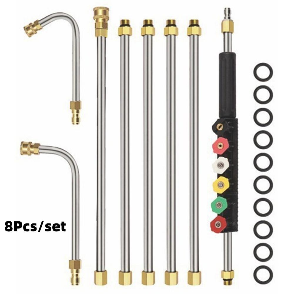 High-Pressure Water Machine Spray Gun Telescoping Rod Kit Stainless Steel Extension Pole with Nozzle for Wall Roof Floor Clean