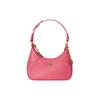 Aphrodite Distressed Gold Logo Zipper Closure Solid Color Leather Crescent Armpit Bag Hand Shoulder Bag Small Size Women's Pink