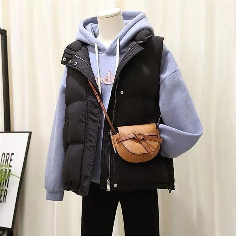 Vest women's autumn and winter fat mm large size down cotton vest new Korean version student vest short loose vest jacket