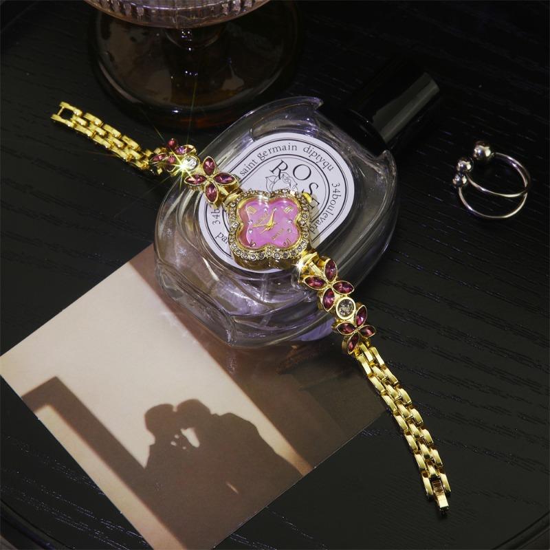 Fashion Clover Bracelet Quartz Watch Women's Colorful Gemstone Full Diamond Watch