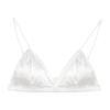 Weißes Satin-Dreieckskörbchen-Bralette mit ultradünnen Doppelträgern, kabelloser, bequemer BH für den Alltag