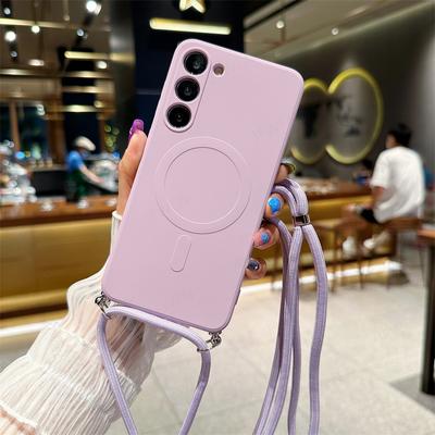 Crossbody Lanyard Liquid Magnetic Case For Iphone 14 13 12 11 X XR XS Max 7 8 SE 2020/Samsung Galaxy S23 S22 Ultra Magsafe Silicone Soft Back Cover