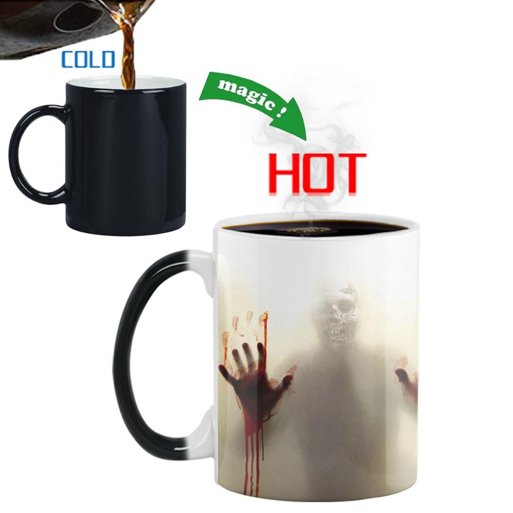 Heat Sensitive Halloween Decoration Color Changing Tea Cup Milk Bottle Coffee Mug Drinkware