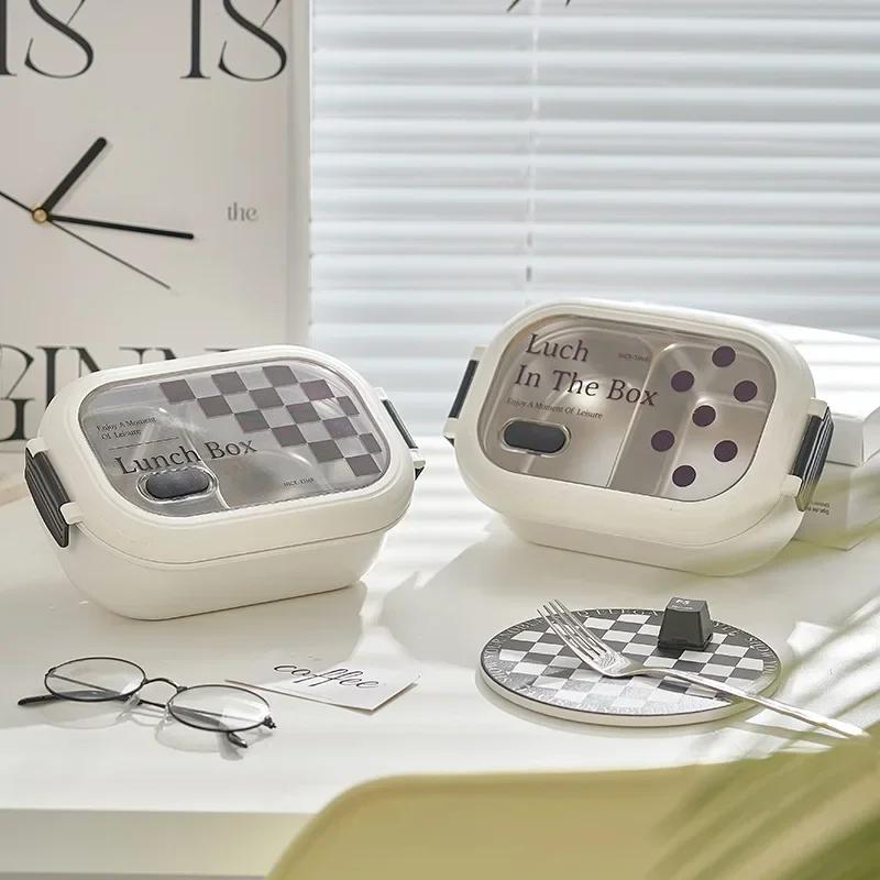 Modern Fashion Style Lunch Box 2 Grid Stainless Steel Sealed Leak Proof Insulated Bento Box Worker High-capacity Food Containers