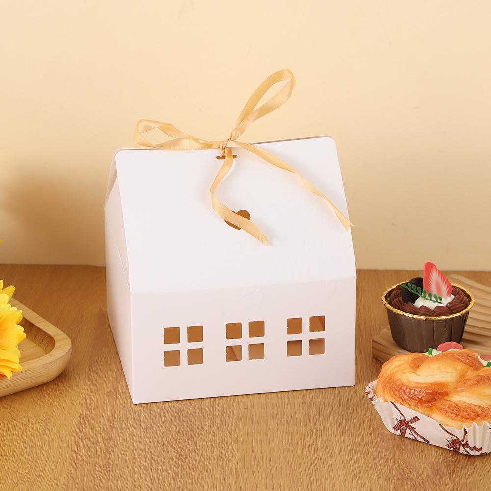 

10 шт. классических подарочных коробок в форме домика с лентами, желтые подарочные коробки с бантом для угощений, десертов, конфет, печенья, подружек невесты, свадеб, подарочные бумажные коробки 8pcs boxes