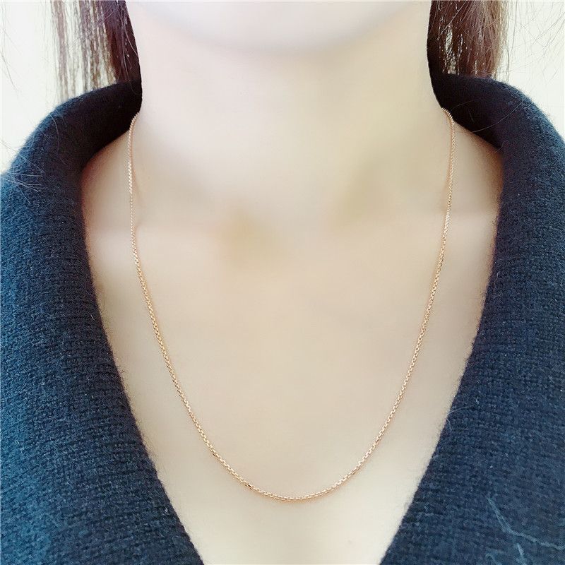 Purple Gold Necklace Imported Craft Box Chain Premium Rose Gold Plated Color Gold Collarbone Chain