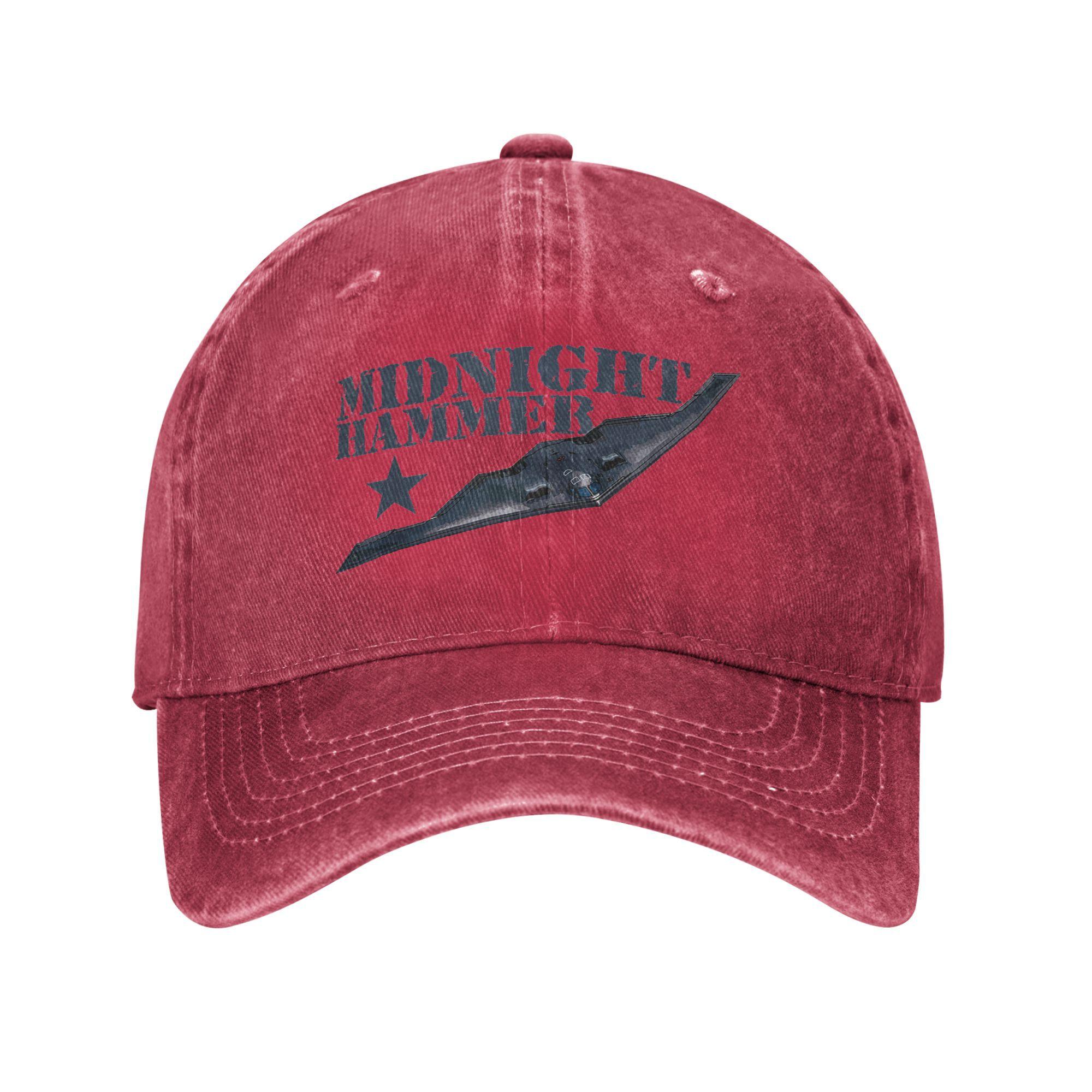 Midnight-Hammer B2 Stealth Jet Unisex Women Baseball Cap Operation Distressed Denim Hats Fashion Outdoor Unstructured Soft Sun Cap Adjustable