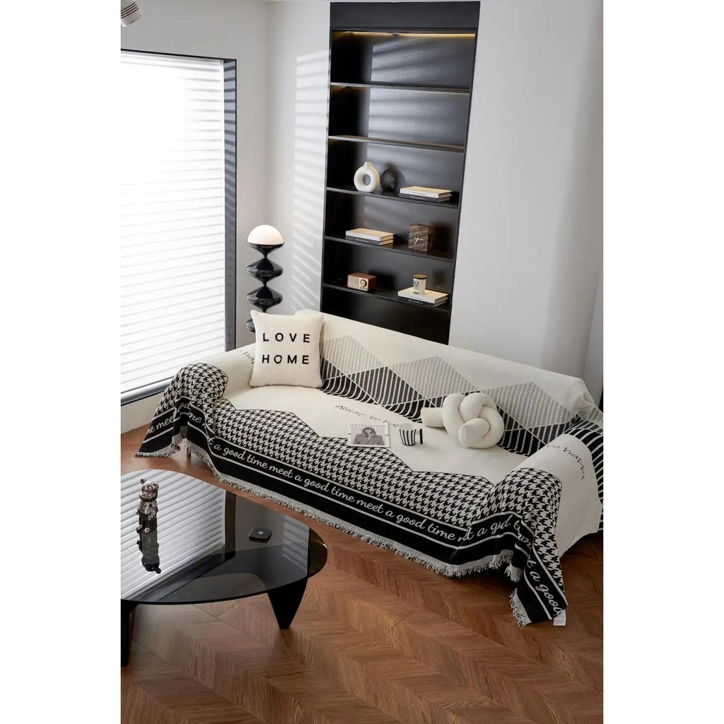 Housses De Canapé Sofa Cover Towel Vintage Houndstooth Cloth Sofa Four Seasons General Sofa Cushion Full Cover Towel Blanket