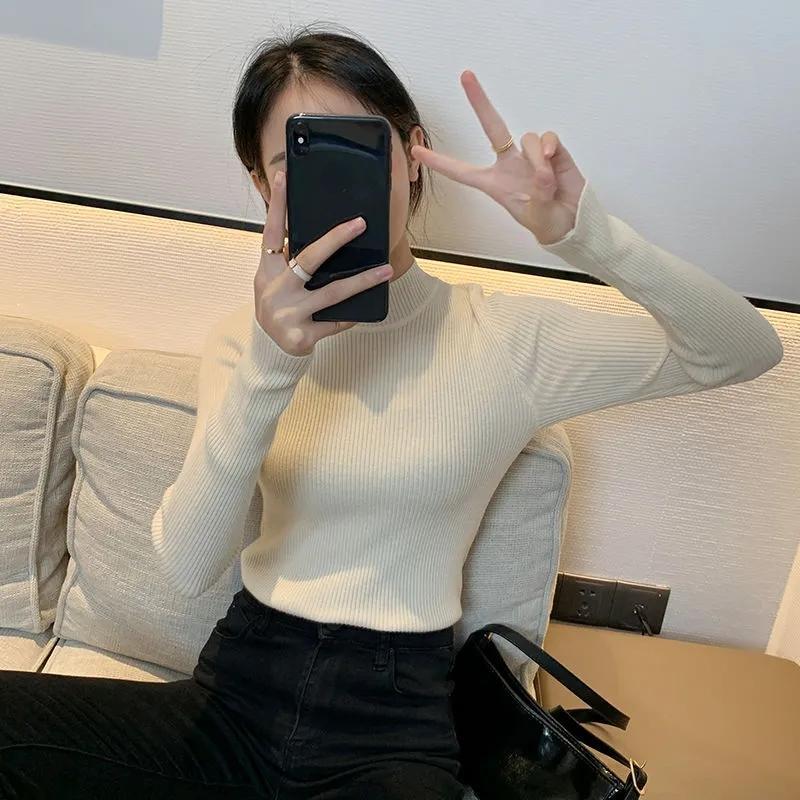 5XL Basic O Neck Dámské Svetry Podzim Zimní Topy Slim Dámský Svetr Pletený Svetr Svetry Měkké Teplé Pulovry