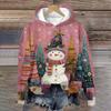 Women's Fashion Long Sleeve Christmas Print Loose Hooded Sweatshirt Top