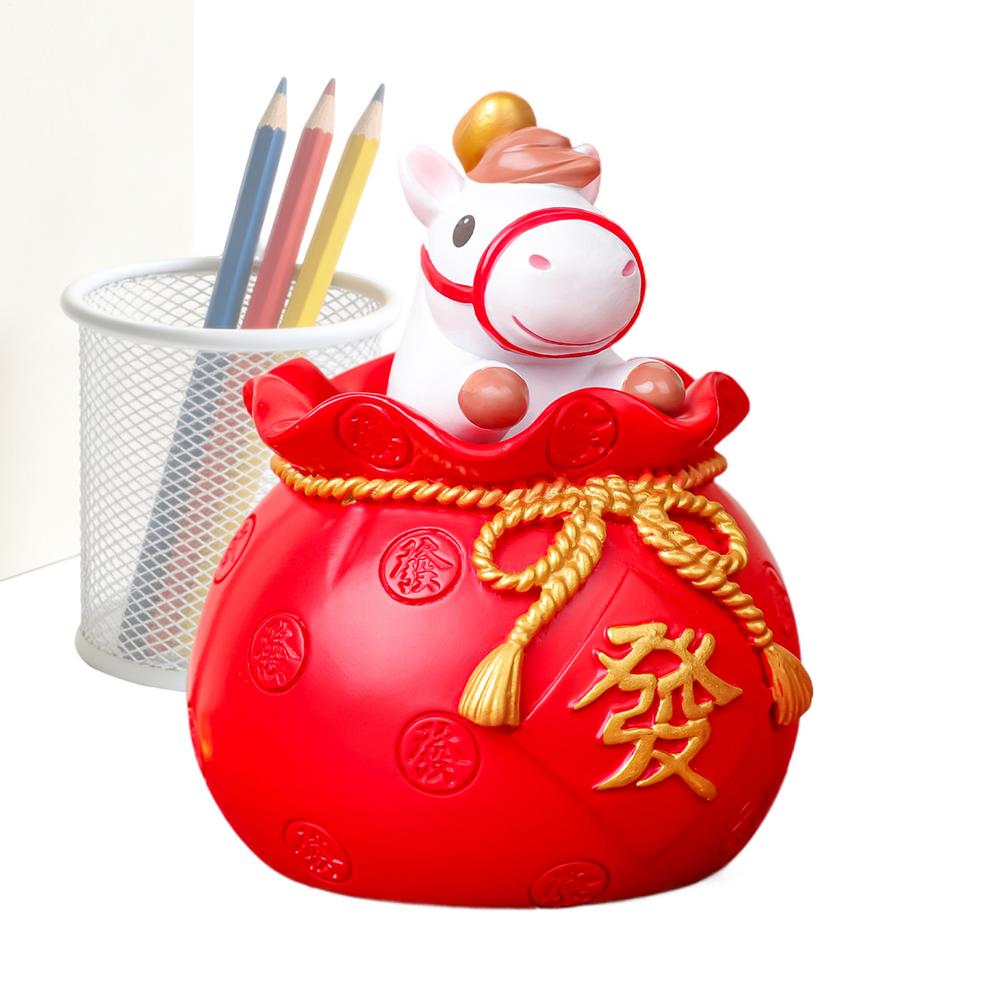 

Chinese New Year Horse Figurine Resin Holiday Table Decor Desktop Wealth Sculpture For Bookcase Window Sill Display Cabinet