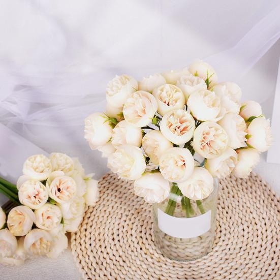 Artificial Flower Bouquet 27 Head Realistic Fake Silk Flower Home Office Wedding Party Table Centerpiece DIY Vase Faux Bloom Decoration