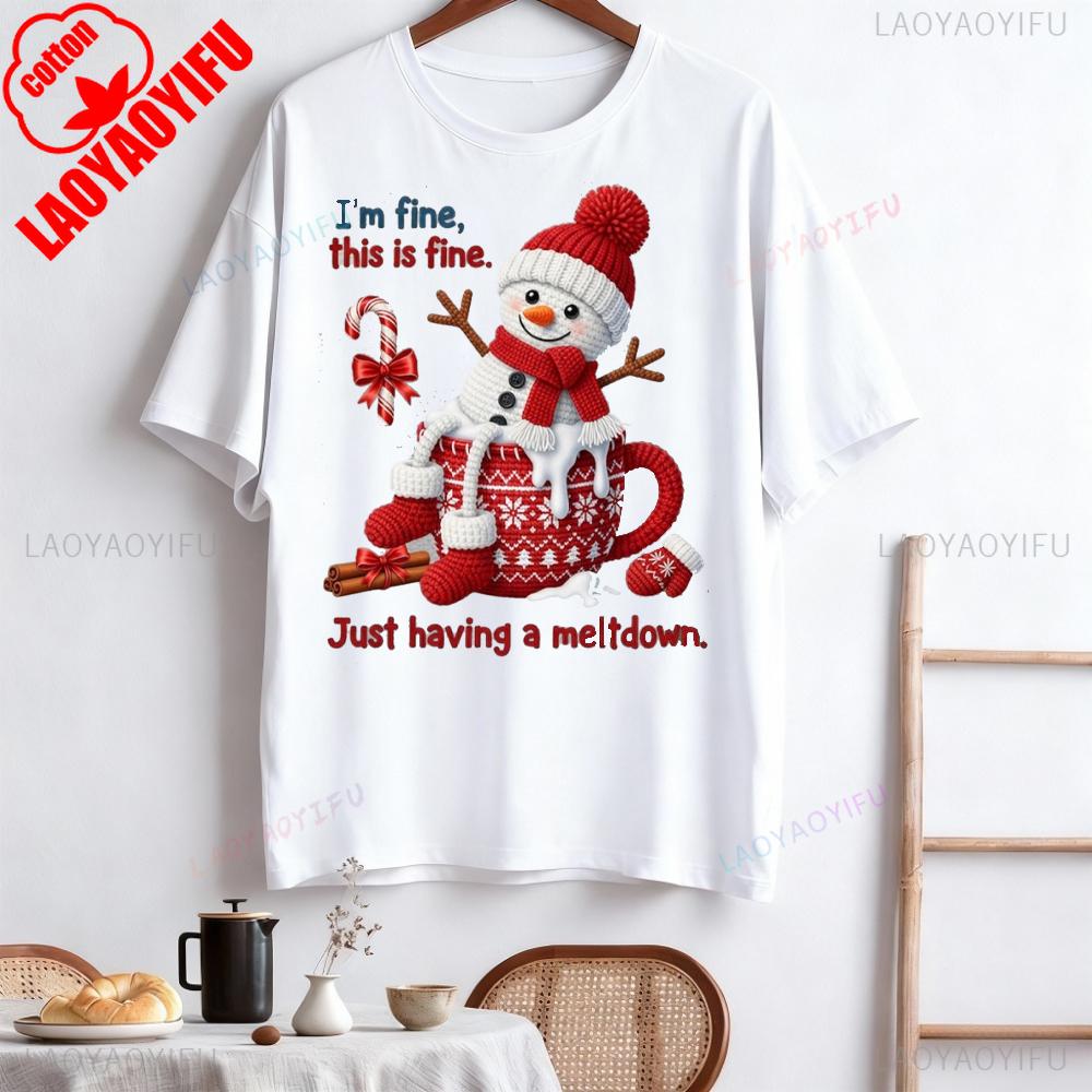 Faux Yarn Funny Christmas Meltdownt Shirt Crochet SnowUnisex Holiday Sarcastic Quote T Shirt Harajuku Aesthetic Clothes New Arrival S