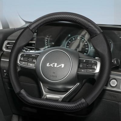 Suitable for Kia Breathable Leather Matte Carbon Fiber Texture Steering Wheel Cover Suitable for Ceed Jd Picanto Sportage 3 2019 Ev3 Rio 4 Cerato 2 St