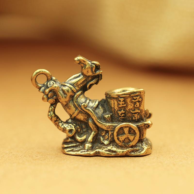 

Bronze Zodiac Horse Learning Rich Five Car Statue Desktop Decoration Living Room Tea Table Metal Craft Home Decorations 1pc