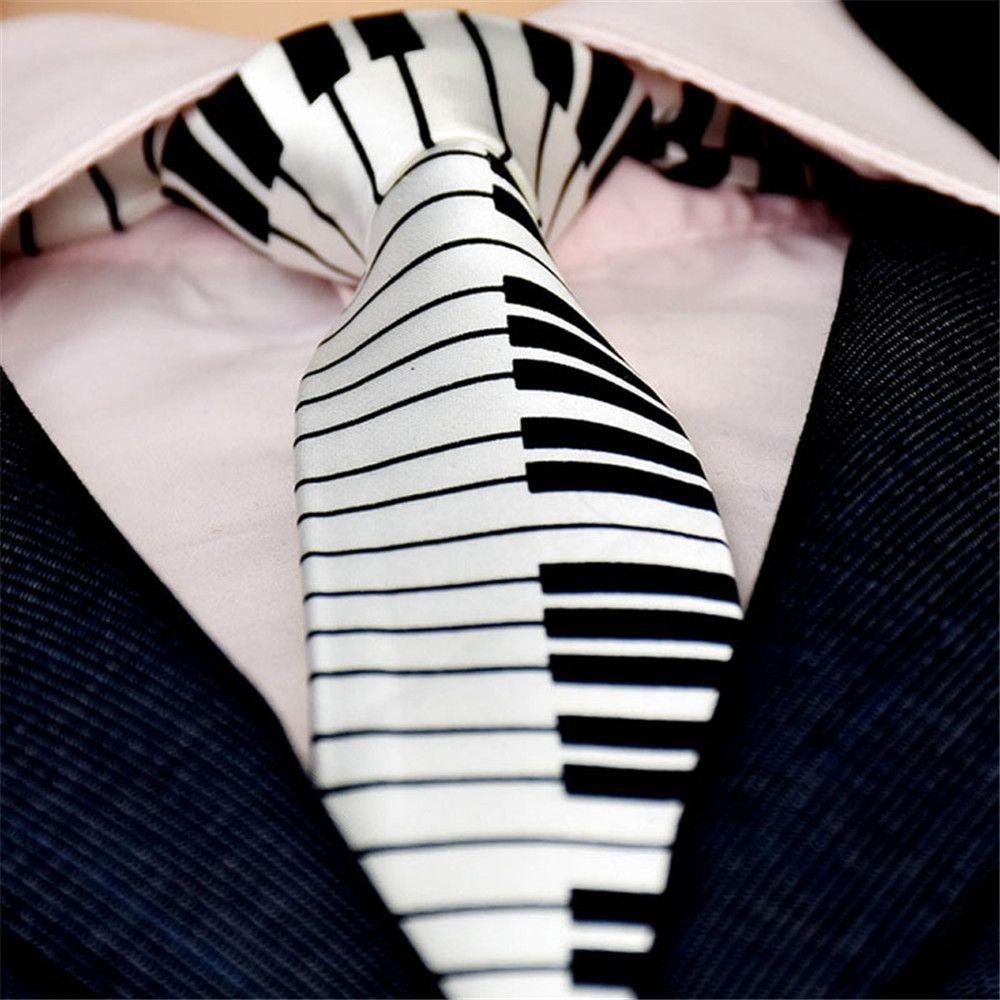 Gifts Classic for Men Fashion Black & White Skinny Tie Piano Keyboard Necktie Music Tie