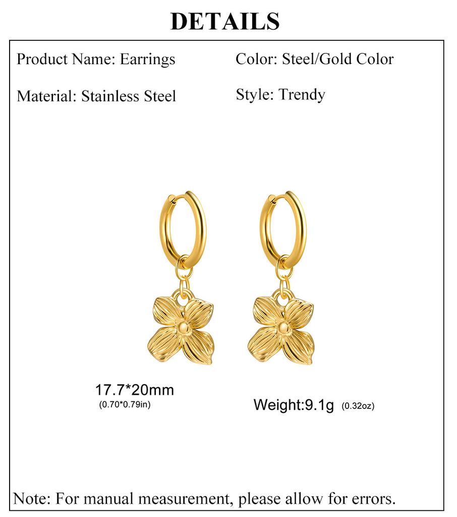 Cazador 2Pcs Flower Earrings Stainless Steel Drop Earrings for Women Jewelry Trend 2026 Party Wedding Birthday Gifts New