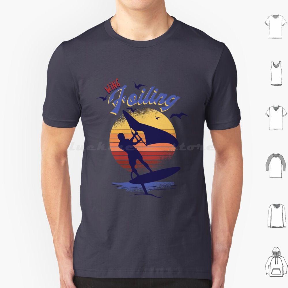 Wing Foiling Surfing Surfer Gift T Shirt Cotton Men Women DIY Print Wing Foiling Wing Foiling Surfing Surfer Idea Vintage Surf