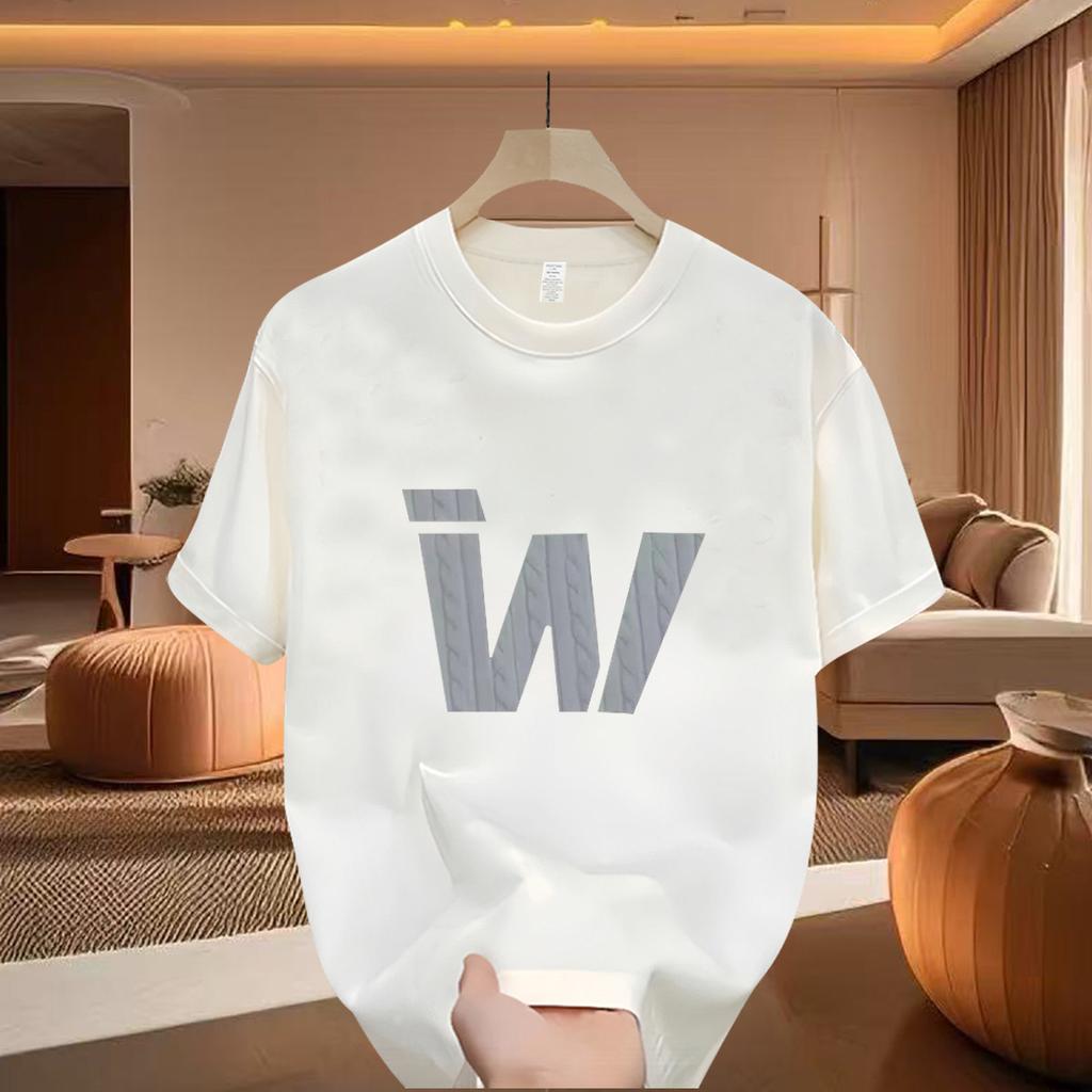 100% Pure Cotton Short Sleeved Top, Casual Letter Printed T-shirt, Round Neck Half Sleeved Top