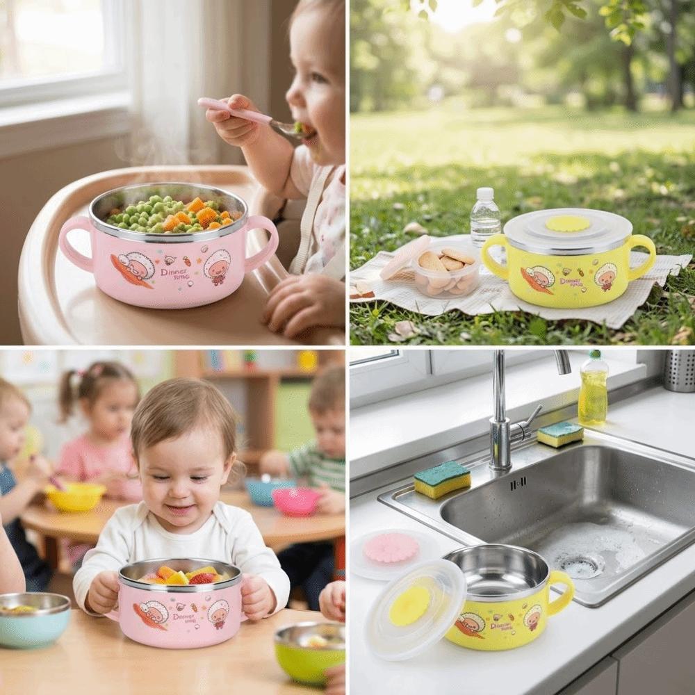 304 Rustless Steel Cartoon Bowl Cartoon Feeding Bowl Easy to Clean Dinner Bowl  Snack Serving