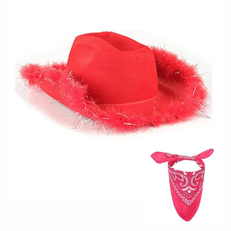 Halloween Fashion Fringe Cowboy Hat With Bandana Accessory For Parties Costume