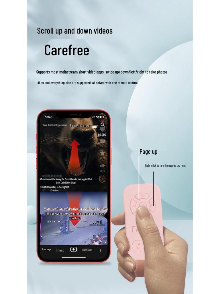 Rechargeable Bluetooth Remote for Phone: Photo, Video, and Short Video Control with Douyin and Ebook Reading Features