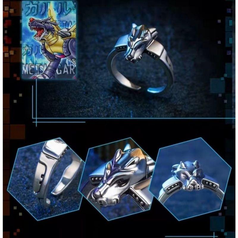 Anime Cartoon Digimon Digital Monster Ring Garurumon Unisex Cosplay Adjustable Angel Angewomon Rings Party Accessories Zircon