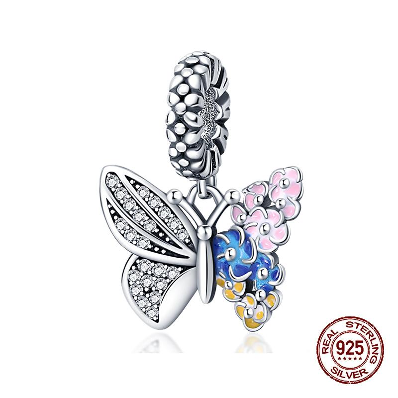 Compatible With 3MM Authentic Bracelets copper Colorful Dragonfly Flower Gem Butterfly Charm Bead Charms Bead Charms Fine Do It Yourself Jewellery Mak