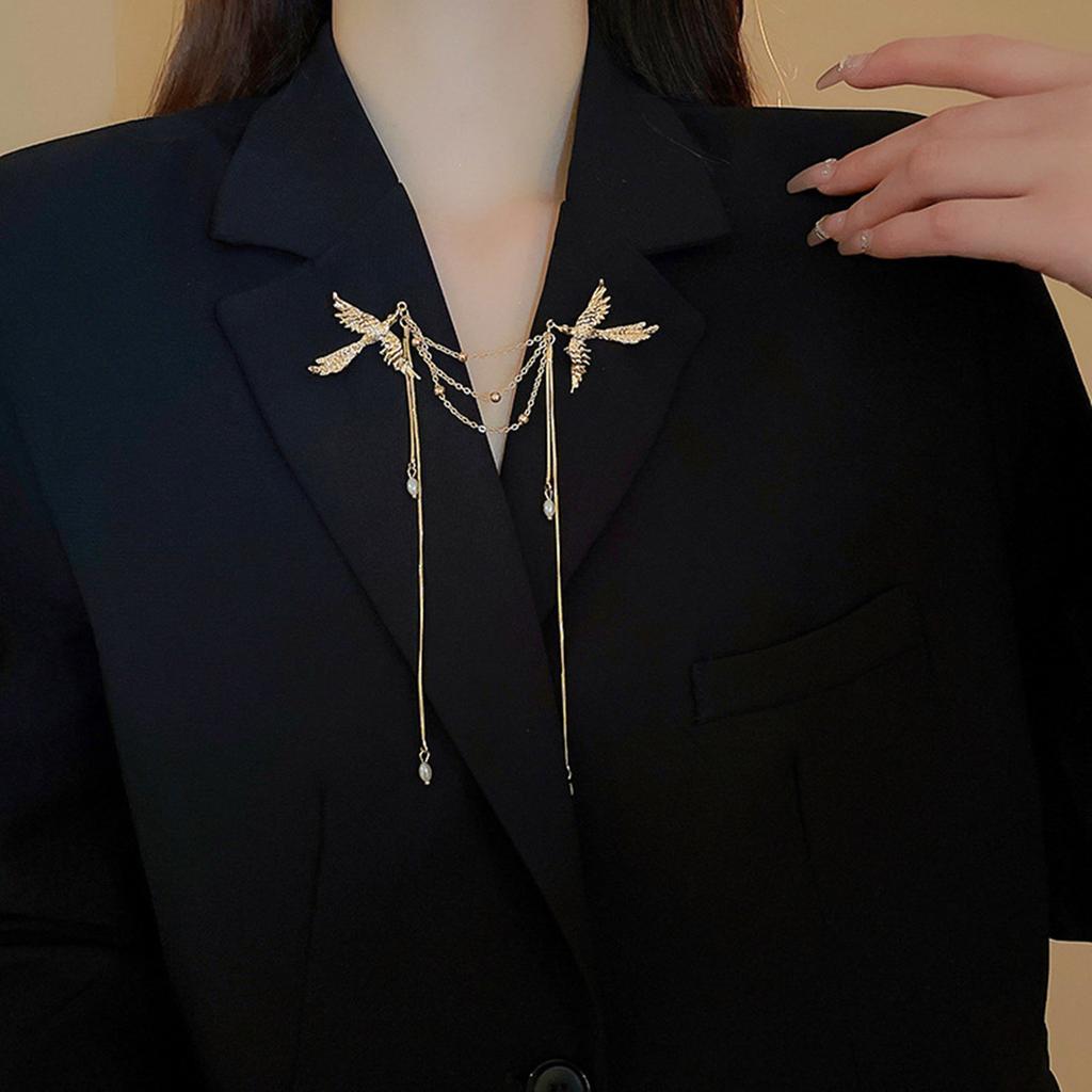 Delicate Phoenixes Brooch Long Fringe Animal Bird Pin Elegant Clothing Jewelry Accessory Anniversary Gift for Women