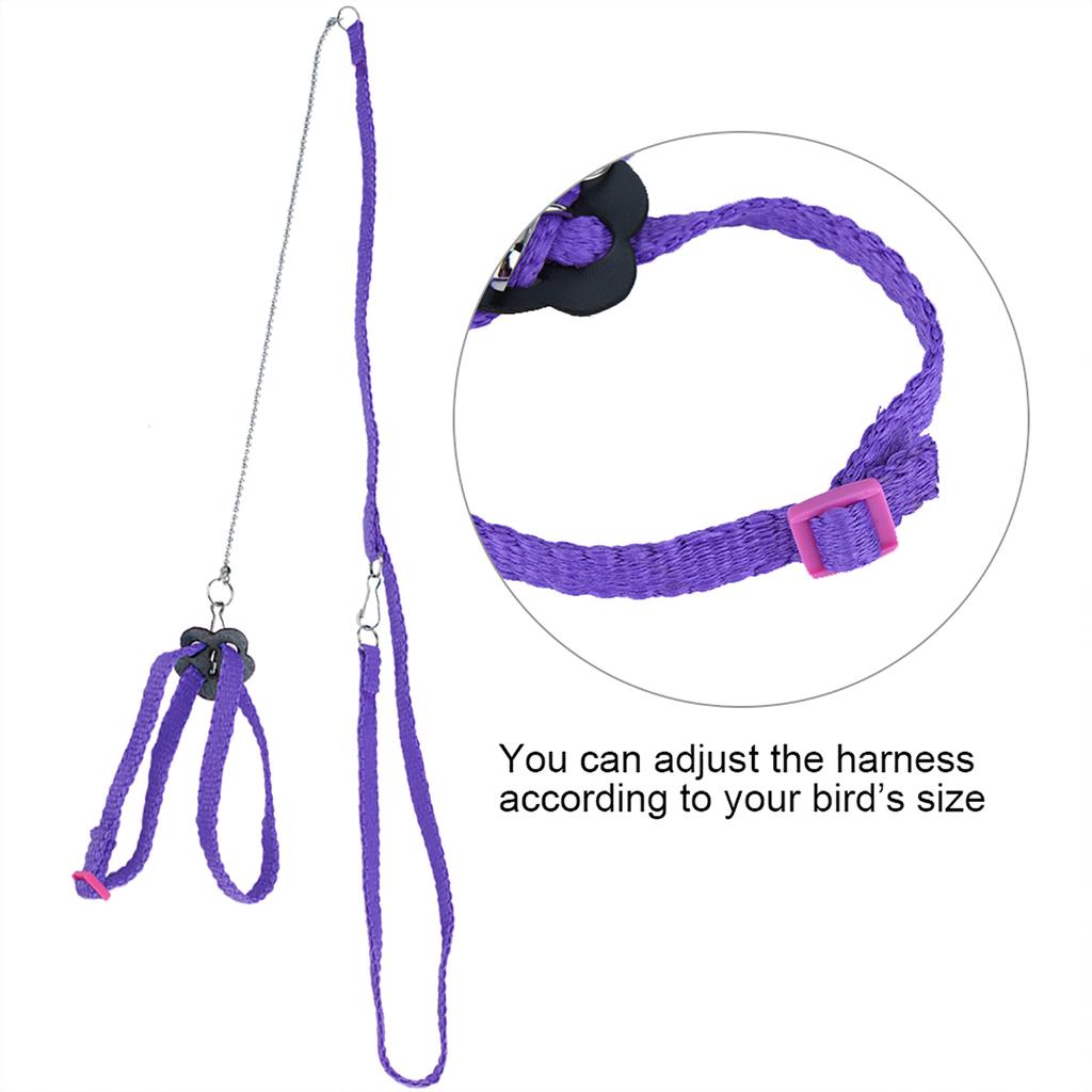 Fiber Adjustable Soft Bird Harness for Pet Parrot Outdoor Training and Playing